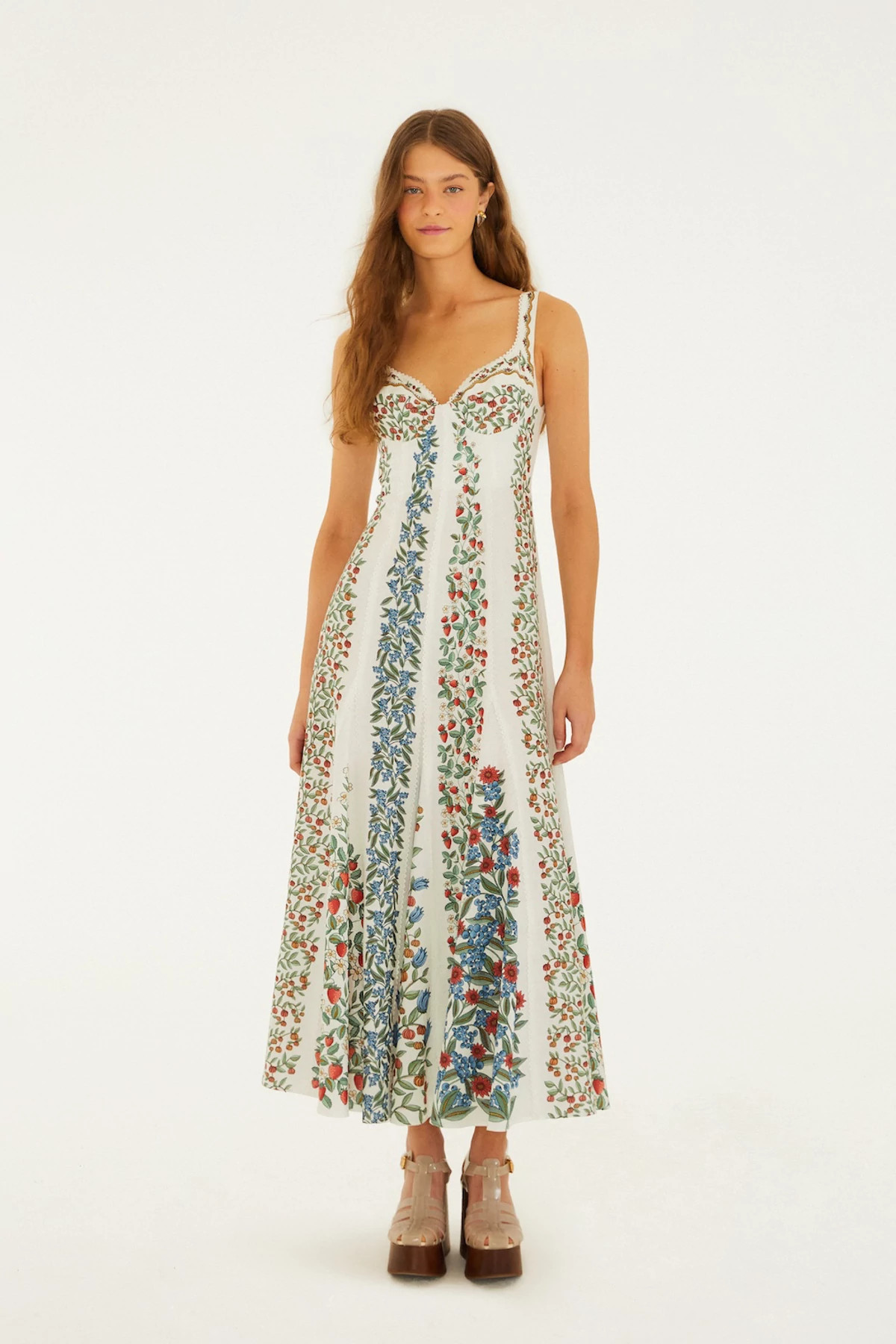 FRUIT BEAUTY OFF-WHITE Fruit Beauty Embroidered Maxi Dress image number 3