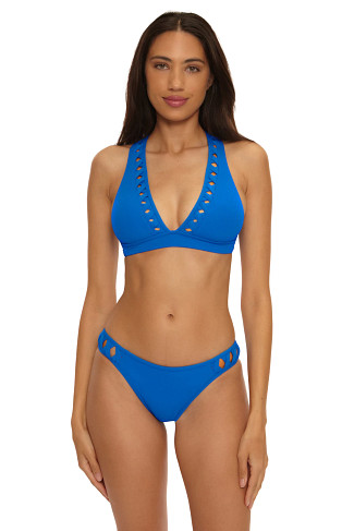 TRUE BLUE Trellis Ribbed Banded Bikini Top