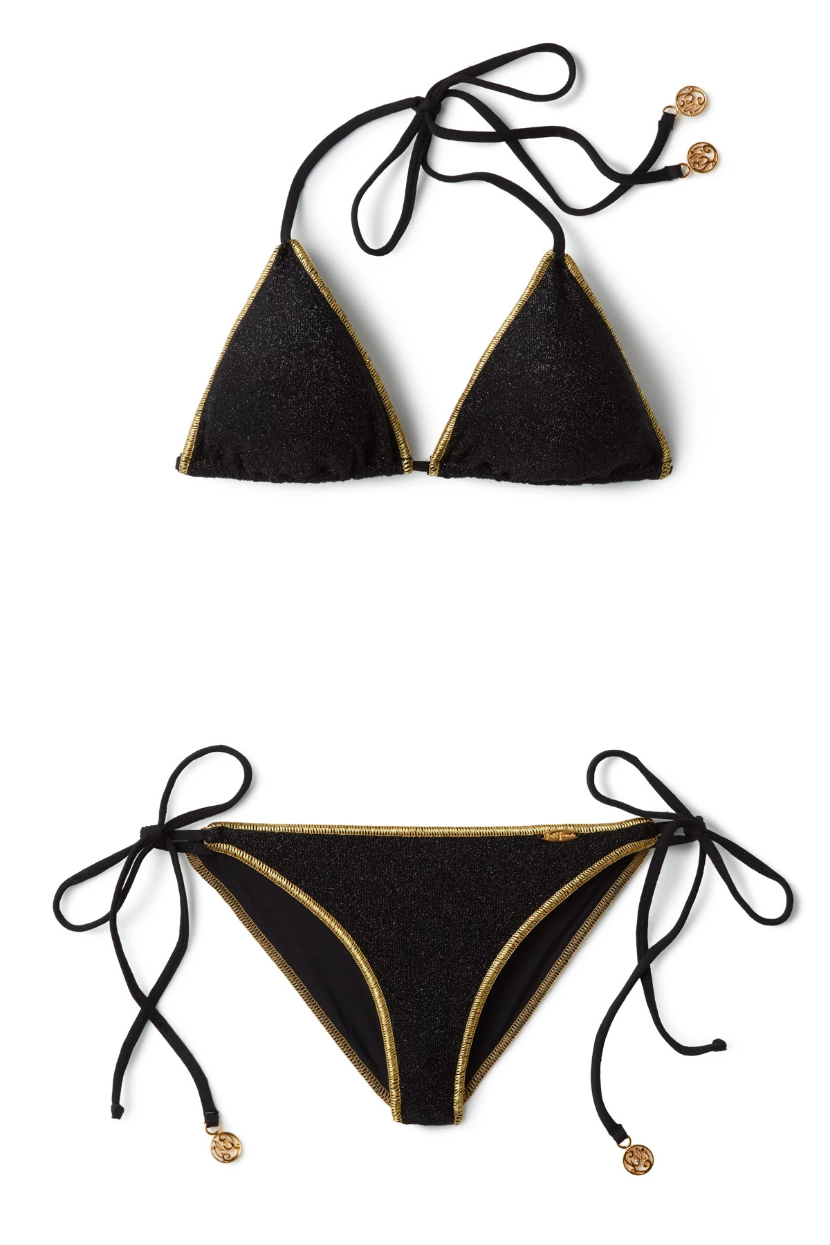 BLACK Luxe Stitch Sliding Triangle Bikini Top image number 4
