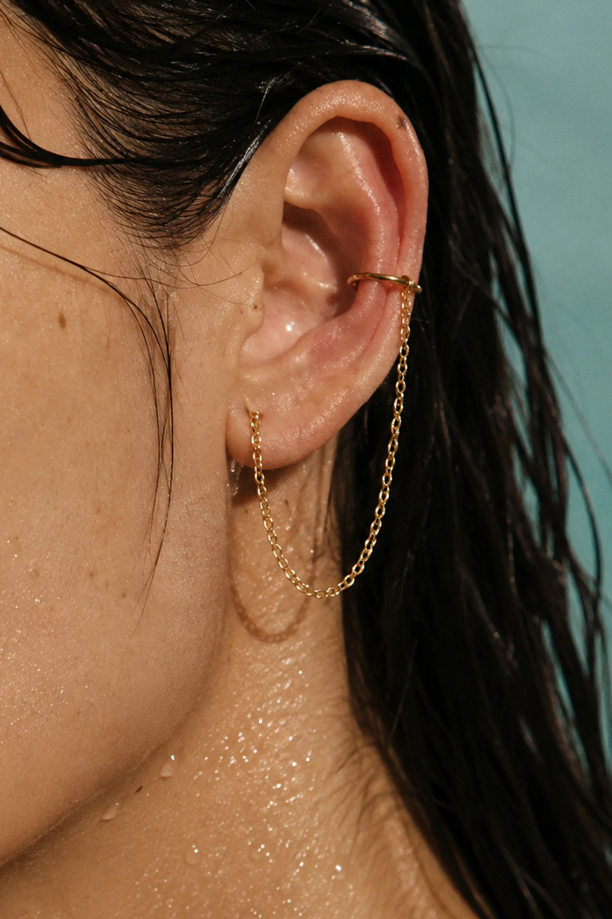 GOLD Maris Chain Ear Cuff Earrings image number 2