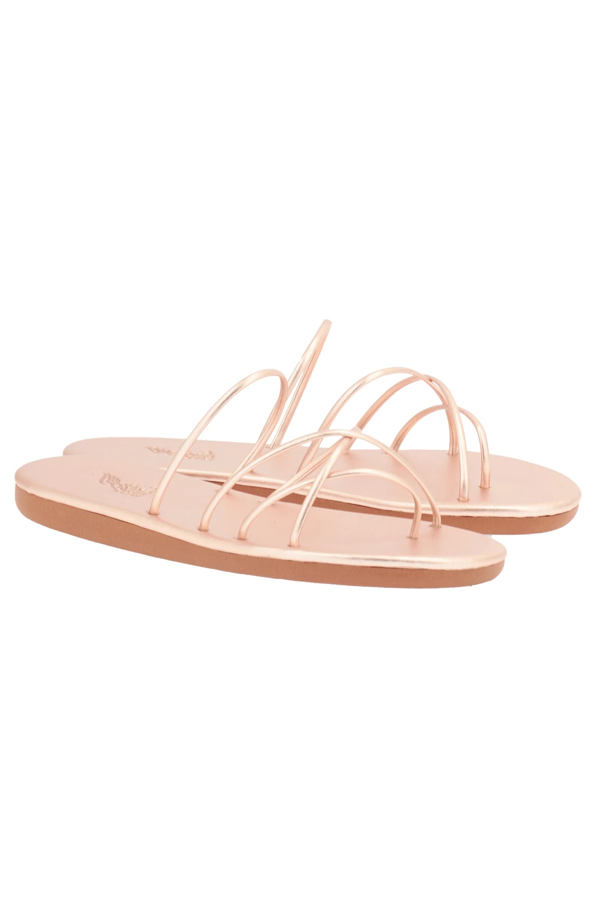 ROSE GOLD Pu Metallic Strappy Sandals image number 2