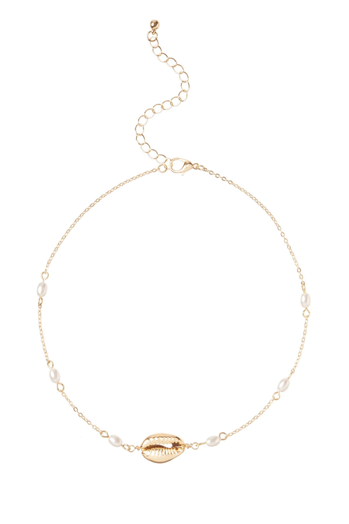 GOLD Pearl Cowrie Necklace image number 1