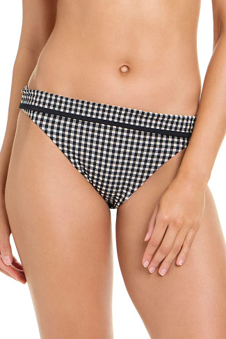 BLACK/CREAM Gingham Banded Hipster Bikini Bottom