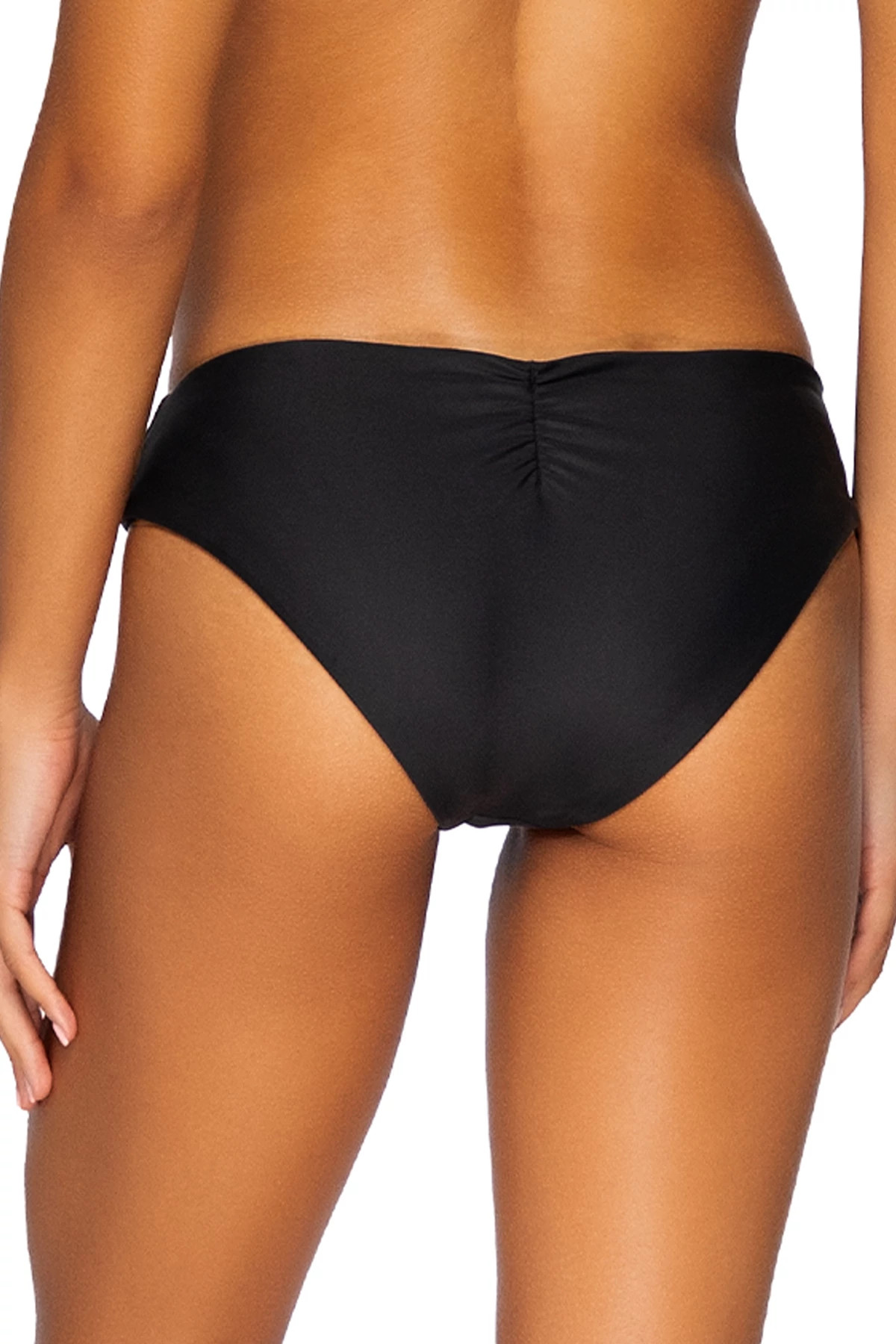 BLACK Hazel Reversible Cinched Hipster Bikini Bottom image number 2