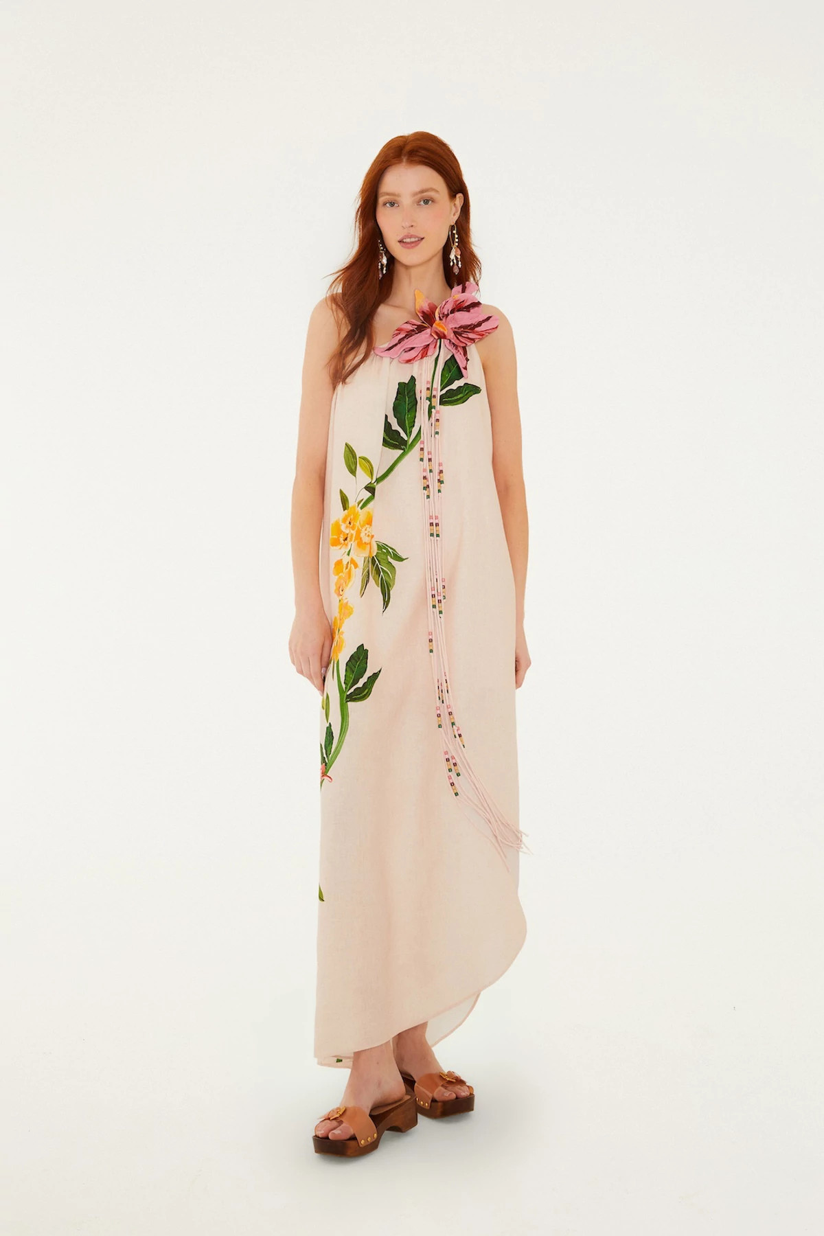 GARDEN TERRACE PINK Garden Terrace Linen Maxi Dress image number 3