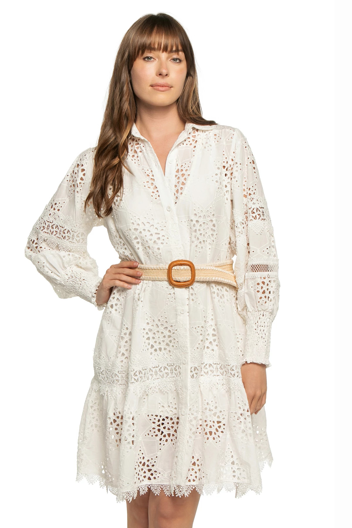 WHITE Gia Lace Midi Dress image number 1