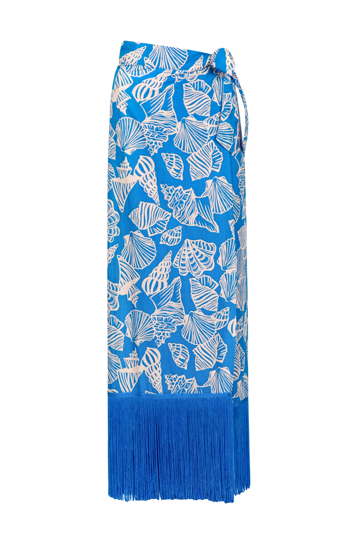 BLUE Ruby Shell Print Fringe Sarong image number 1