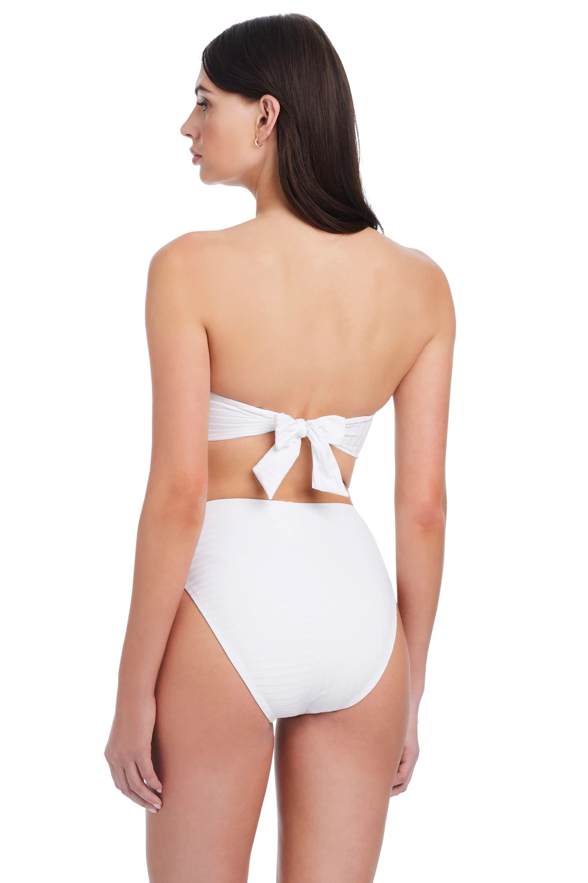 WHITE Ribbed Bandeau Bikini Top image number 2
