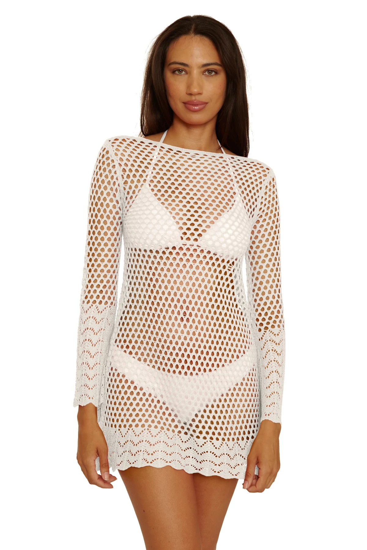 WHITE Crochet Long Sleeve Tunic image number 3