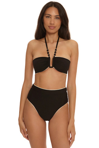BLACK/VANILLA Corinth Ribbed Halter Bikini Top