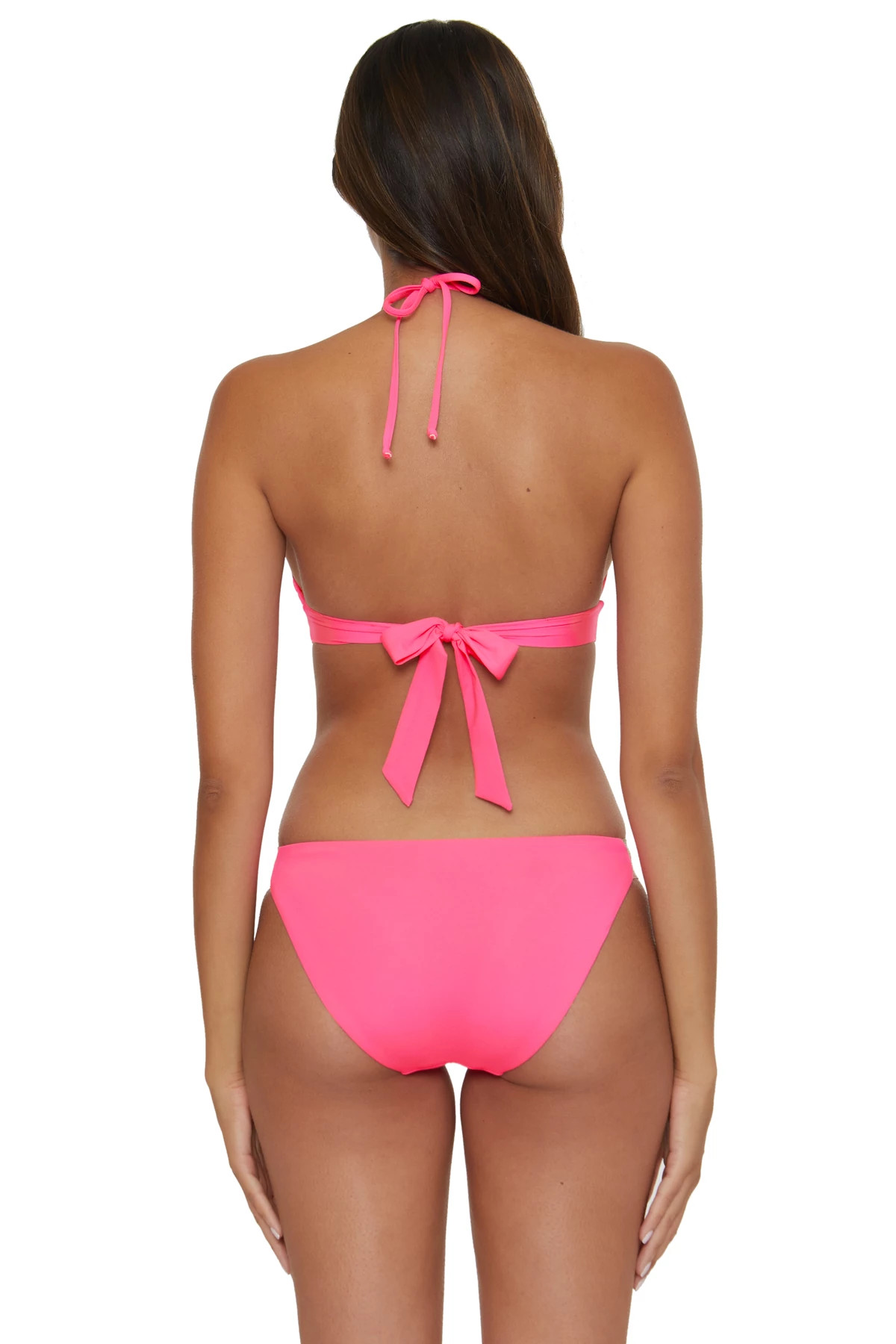 PINK GLO Avery Banded Halter Bikini Top image number 2