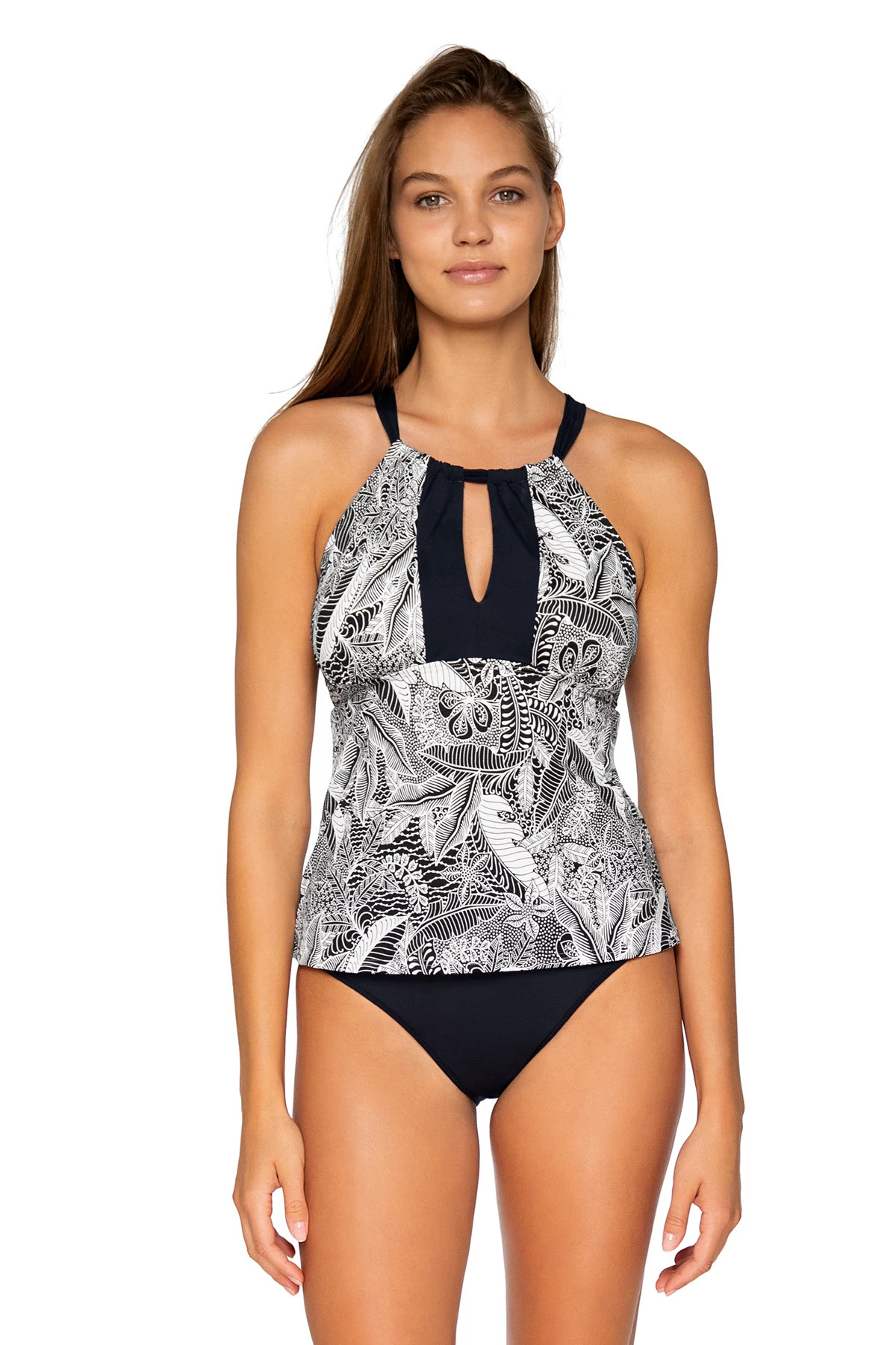 SOUTH PACIFIC Mia High Neck X-Back Tankini Top image number 1