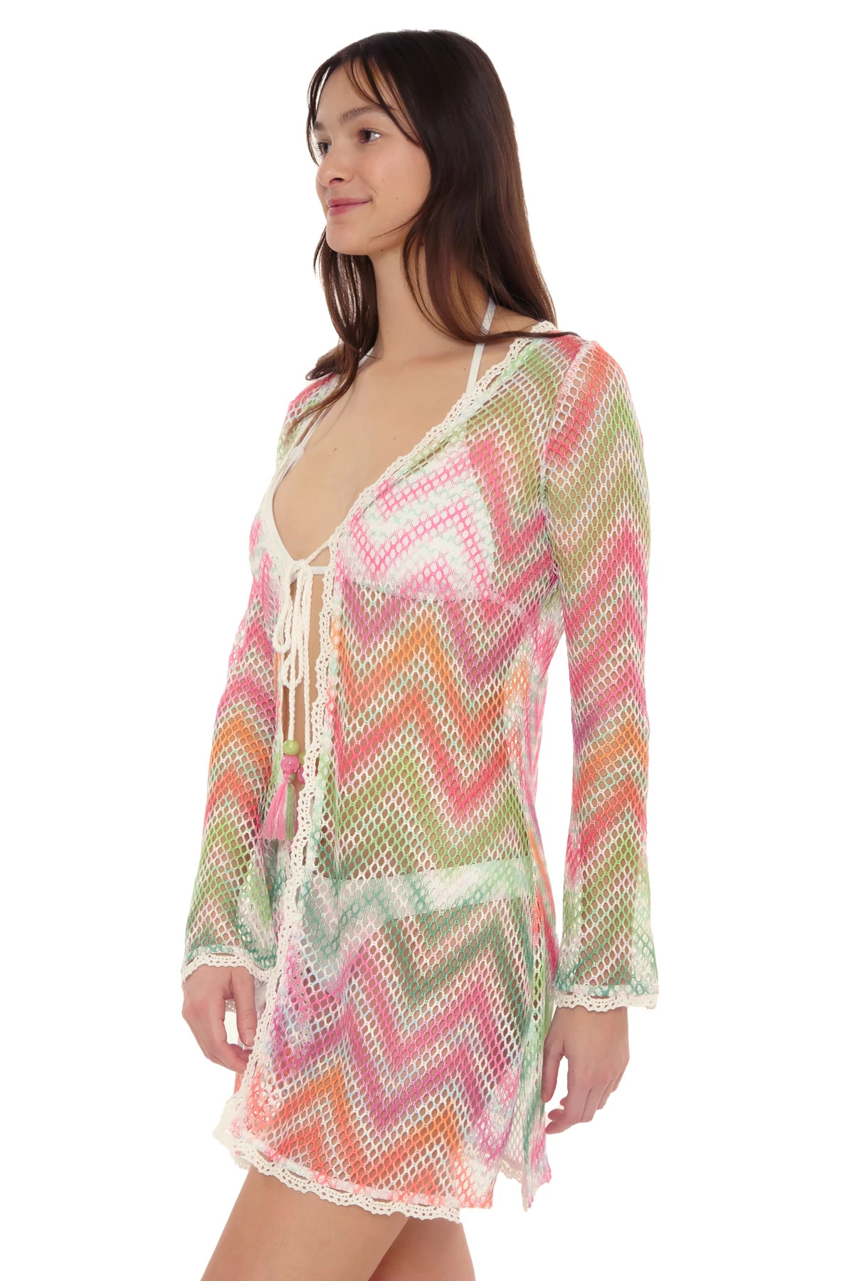 MULTI Crochet Short Kimono image number 3
