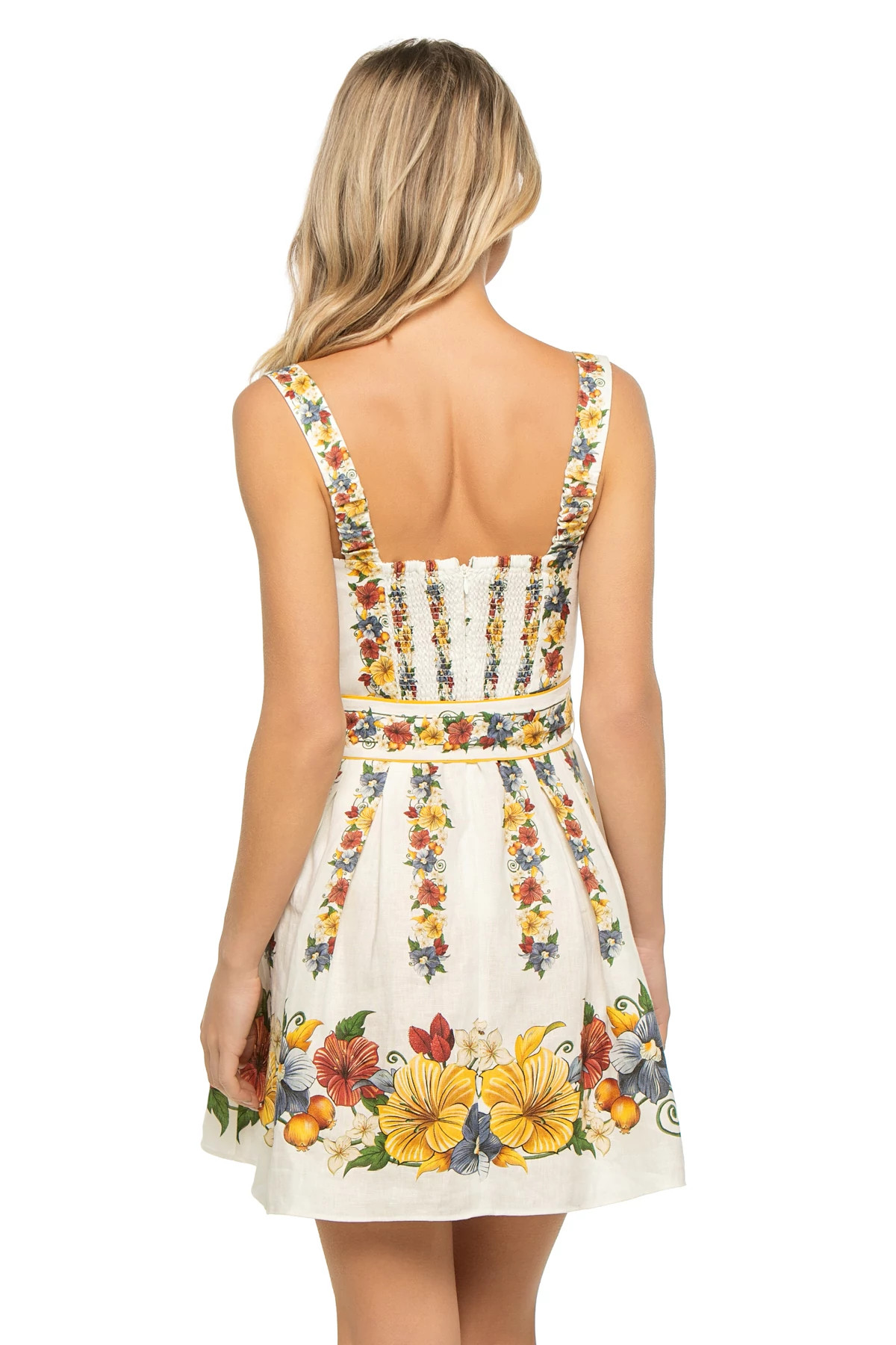 TROPI OFF-WHITE Tropi Floral Sweetheart Mini Dress image number 2