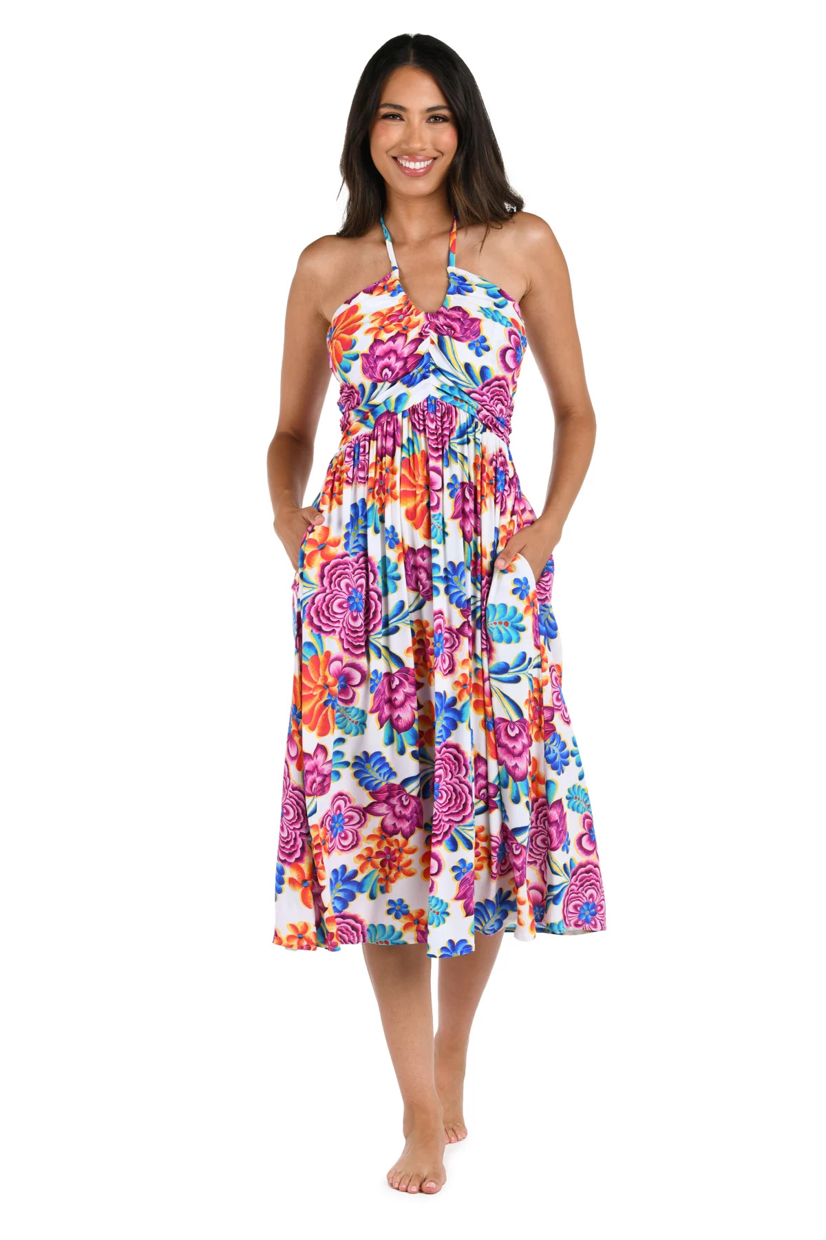 MULTI Halter Midi Dress image number 3