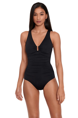 BLACK Square Ring One Piece Swimsuit