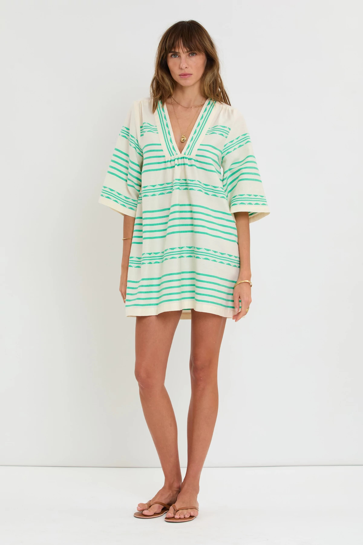 CHEREKA GREEN Belkis V Neck Caftan image number 5