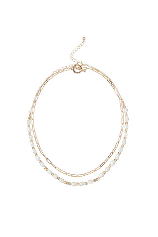 GOLD Double Pearl Necklace