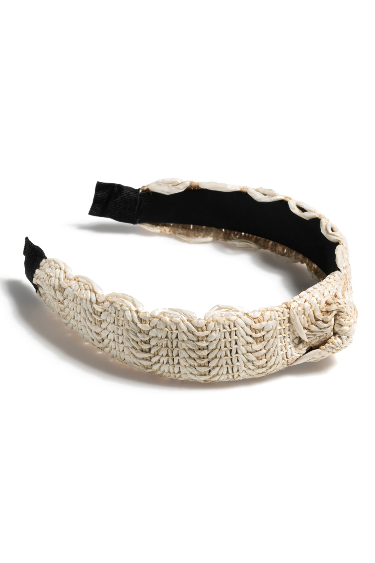 WHITE Knotted Woven Headband image number 1
