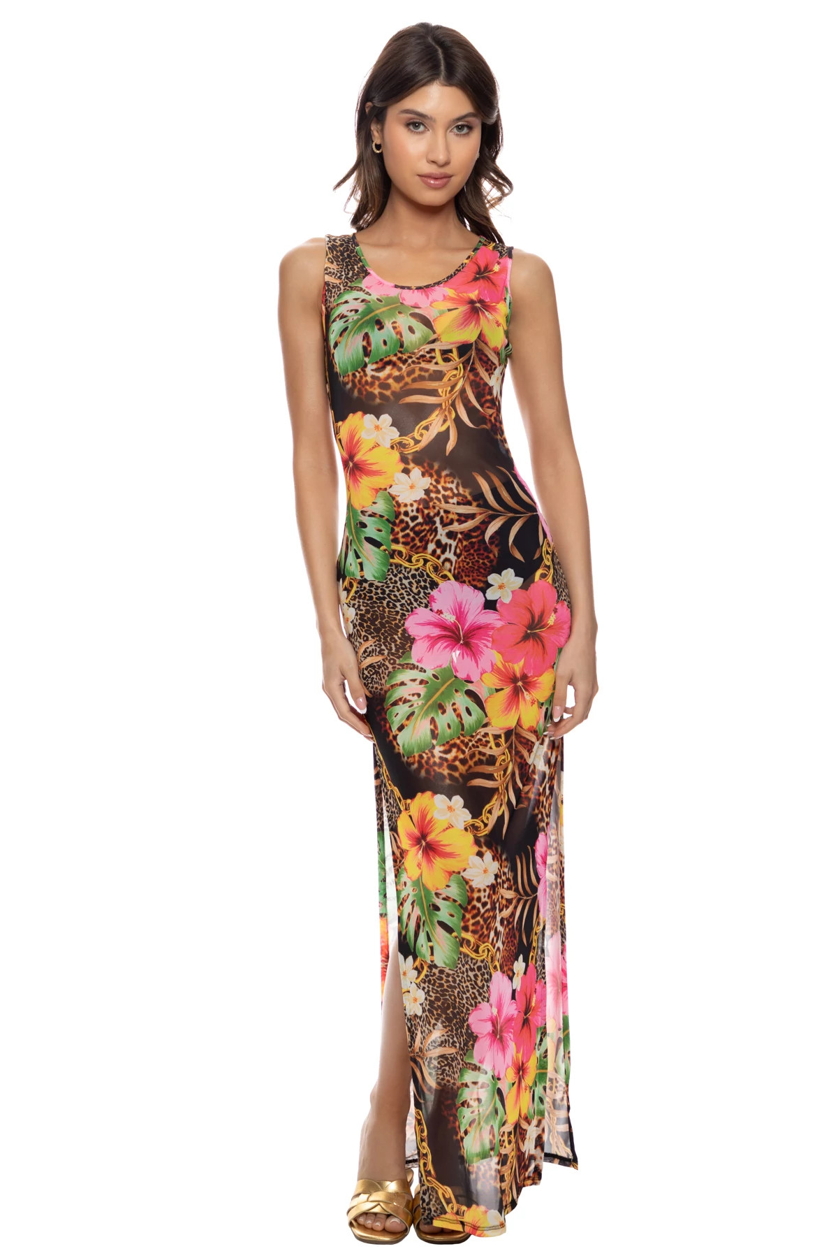 MULTI BLACK Visions of Paradise Maxi Dress image number 1