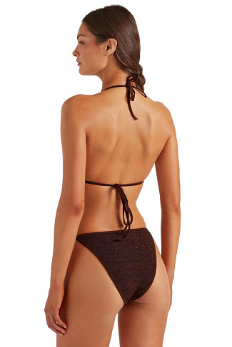 METALLIC CHOCOLATE Gina Crinkle Beaded Bikini Set