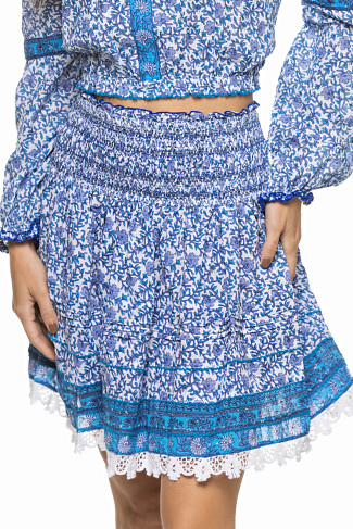 BLUE MISTRAL Galia Smocked Mini Skirt