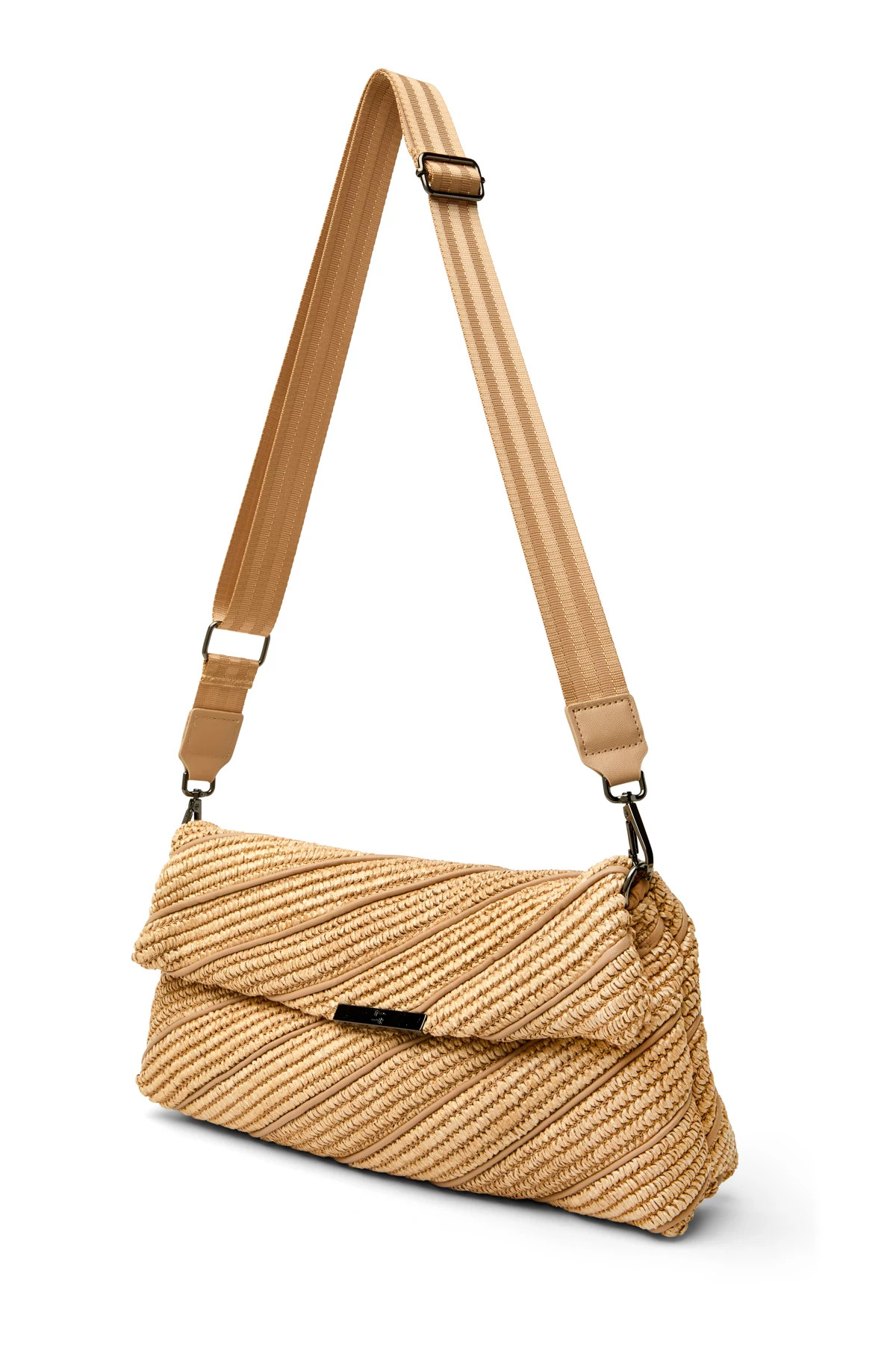 BEIGE/BEIGE WEB Embrace Raffia Fold-Over Clutch image number 2