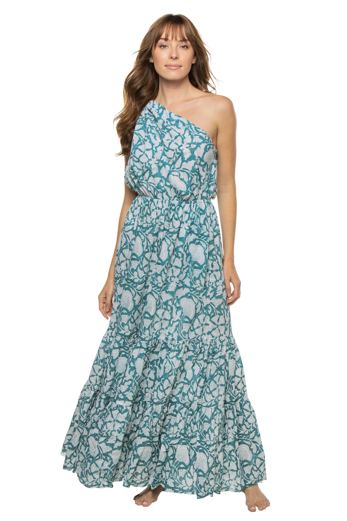 TEAL Botanica Asymmetrical Maxi Dress image number 1
