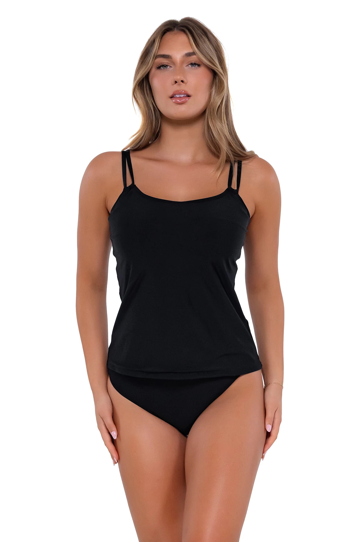 BLACK Taylor Molded Underwire Bra Tankini Top (E-H Cup) image number 1