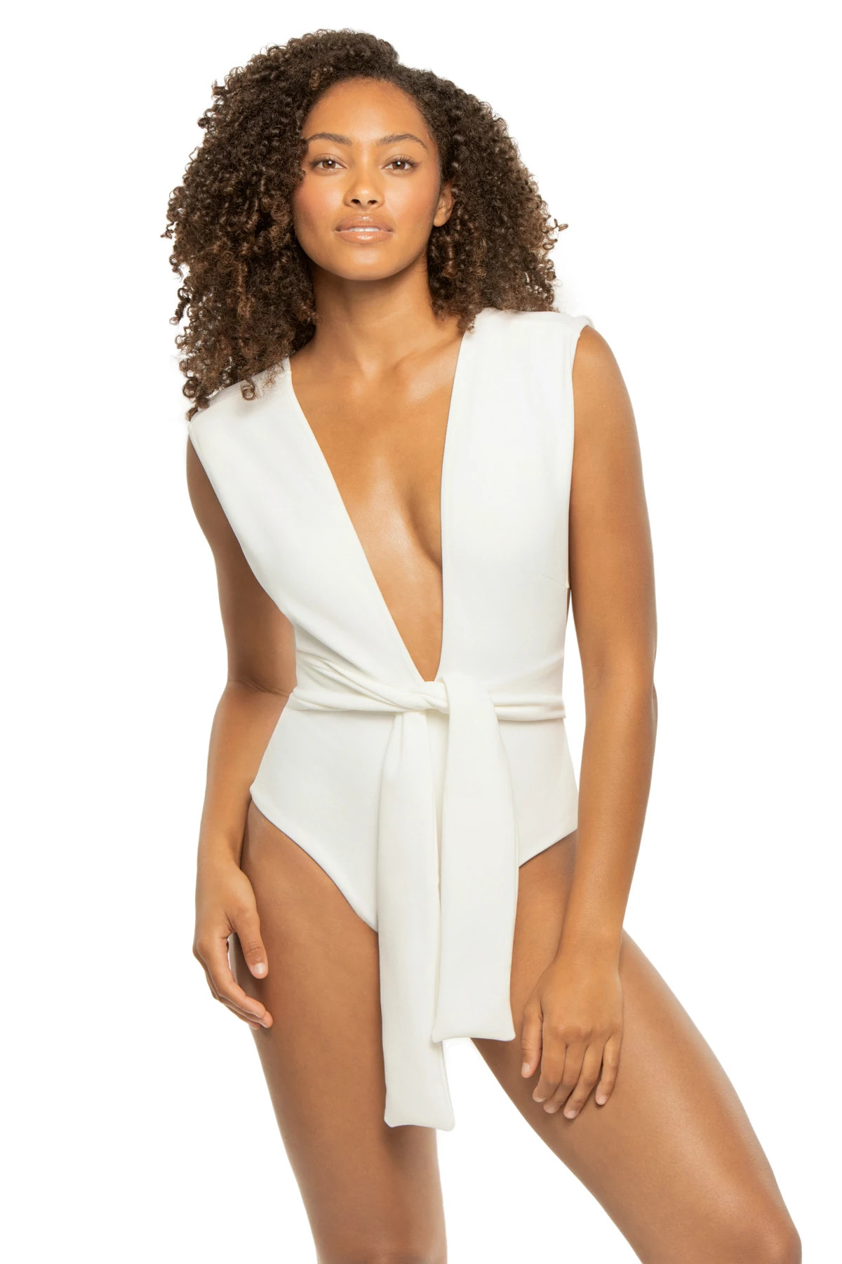 OFF WHITE Crepe V One Piece Swimsuit image number 1