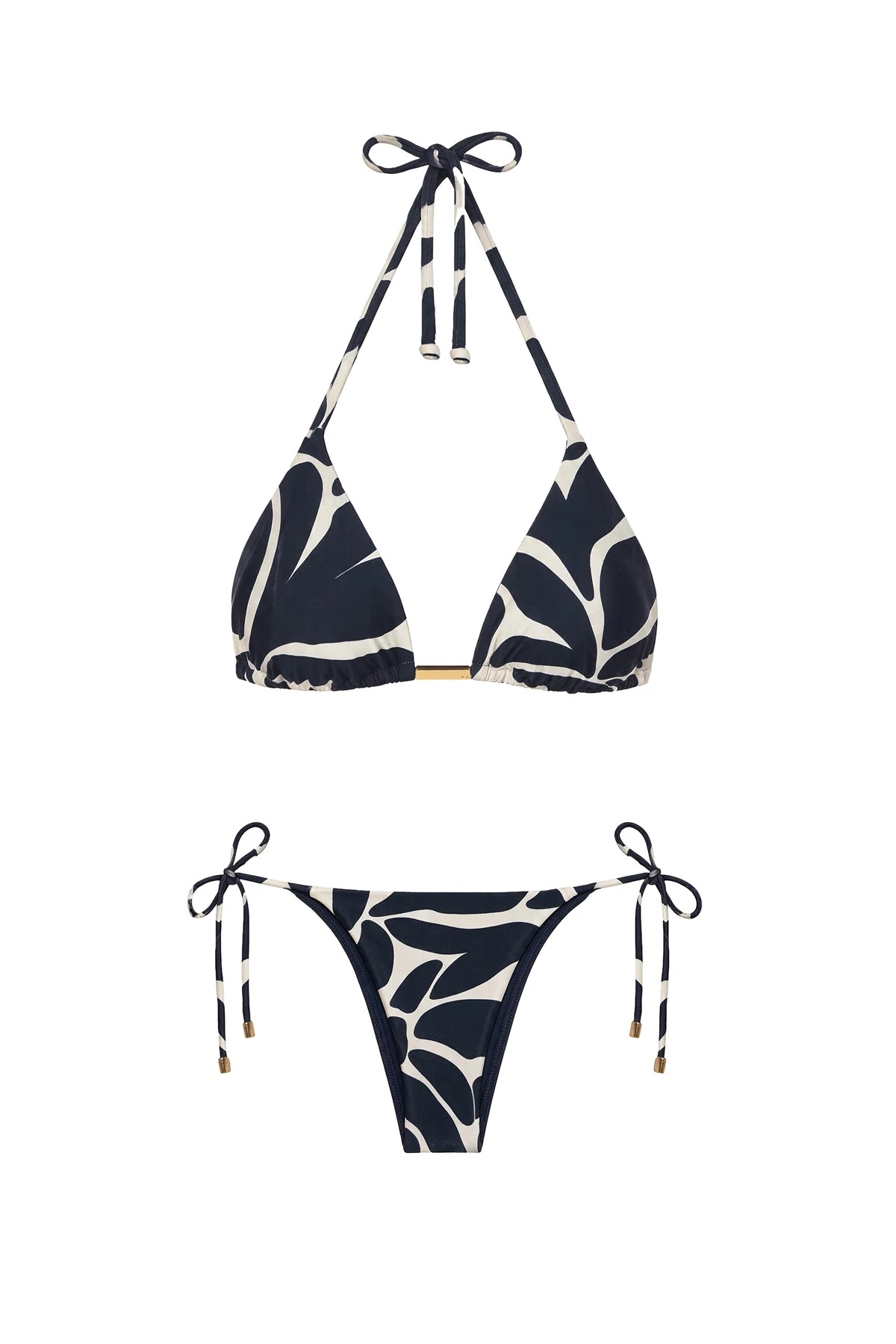 LEAFSCAPE BLUE Leaf Print Tie Side Bikini Bottom image number 3