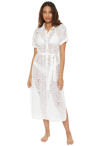WHITE Gauzy Lace Midi Dress