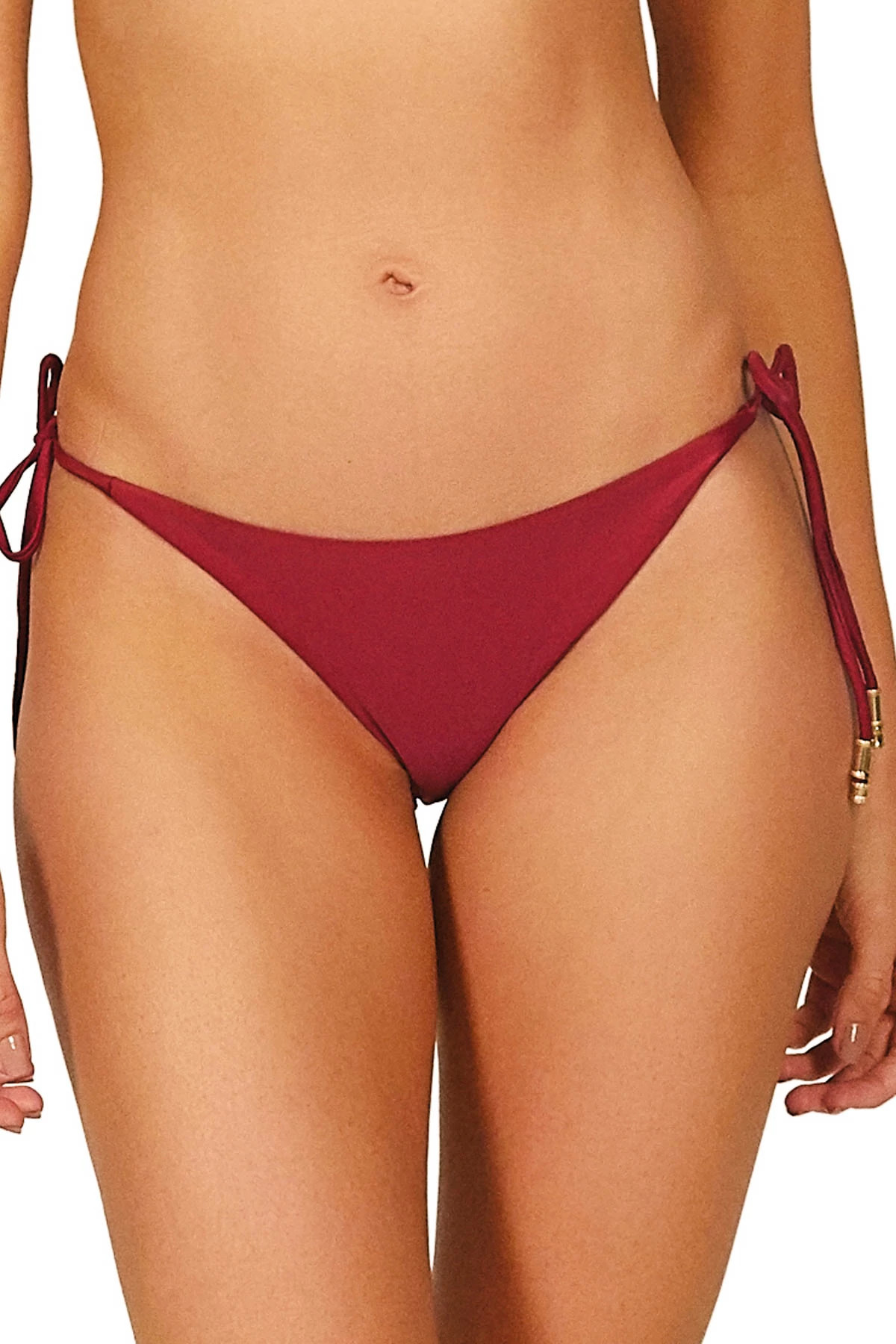 RED Lucy Tie Side Brazilian Bikini Bottom image number 1