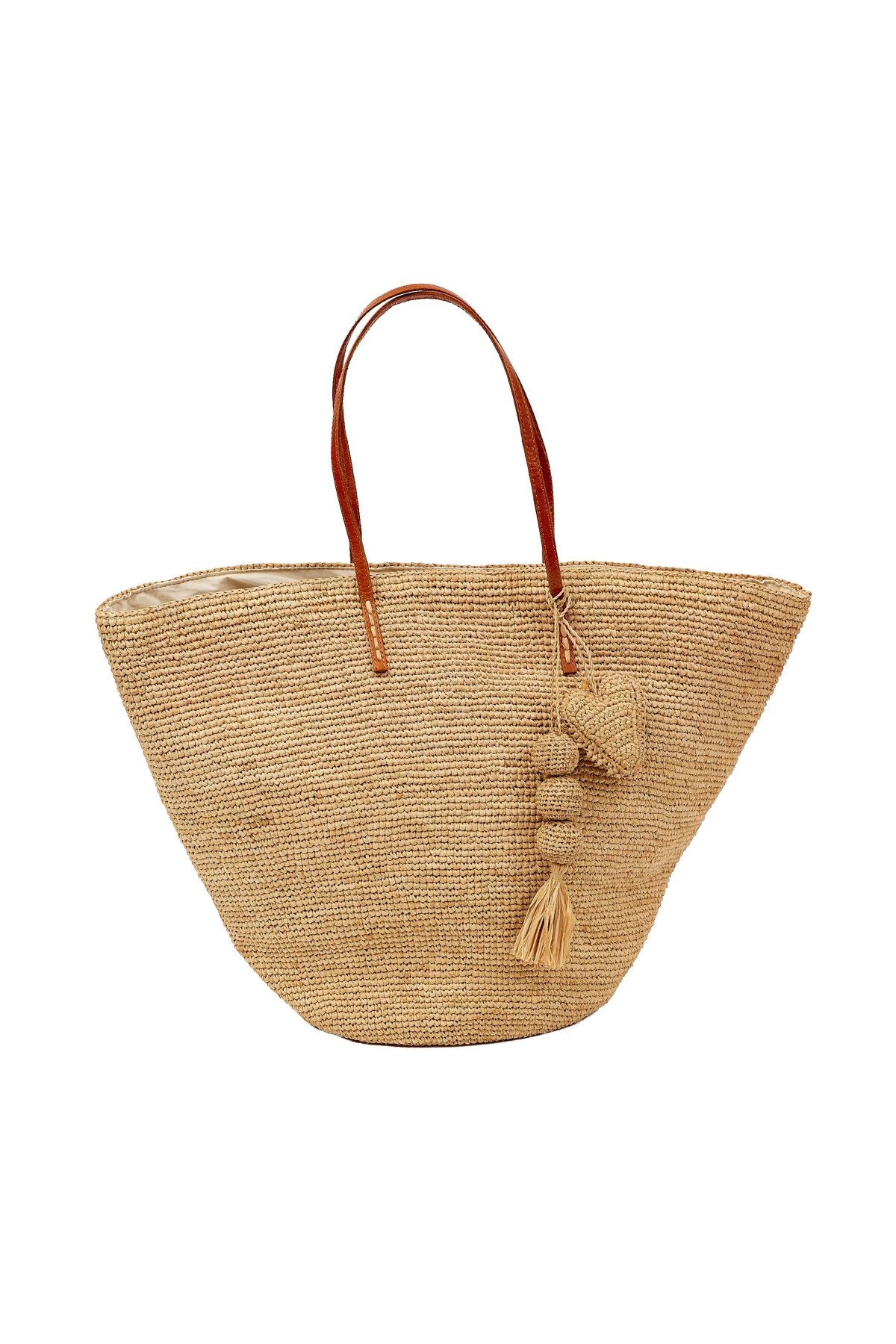 NATURAL Mary Raffia Leather Handle Tote Bag image number 1