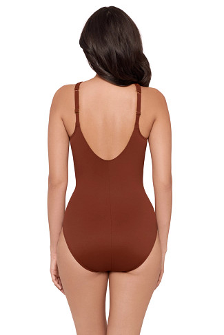 COPPER BROWN Aphrodite High Neck Notched One Piece Swimsuit