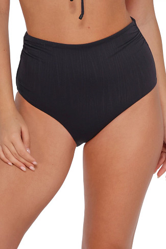 BLACK SEAGRASS TEXTURE Capri High Waist Bikini Bottom