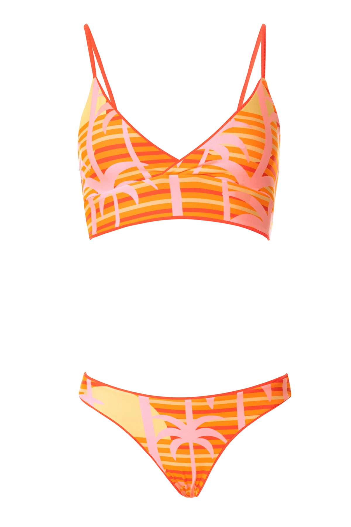 BRIGHT RED Textured Reversible Lace-Up Bikini Top image number 5