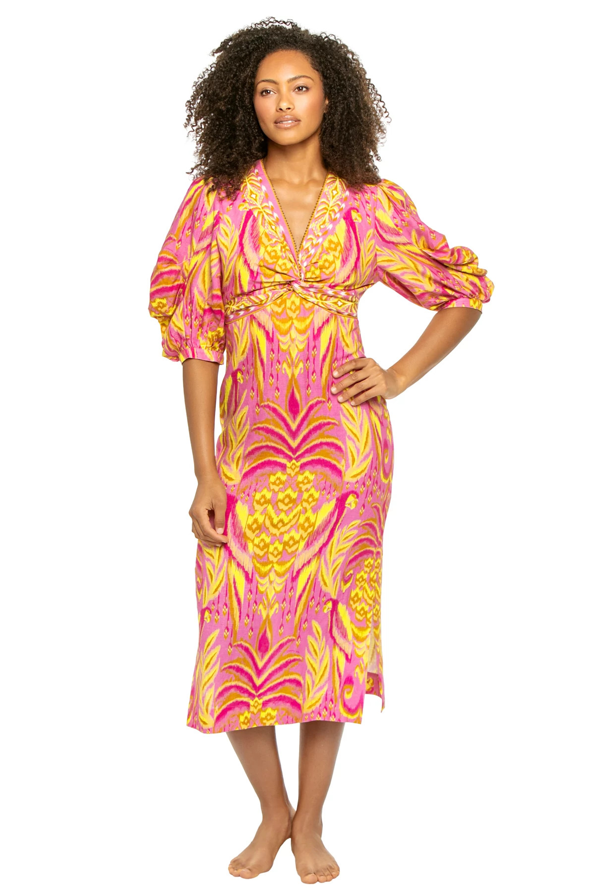 PINEAPPLE TAPESTRY PINK Pineapple Tapestry Midi Dress image number 1