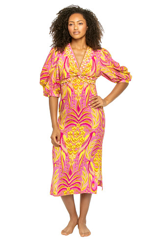 PINEAPPLE TAPESTRY PINK Pineapple Tapestry Midi Dress