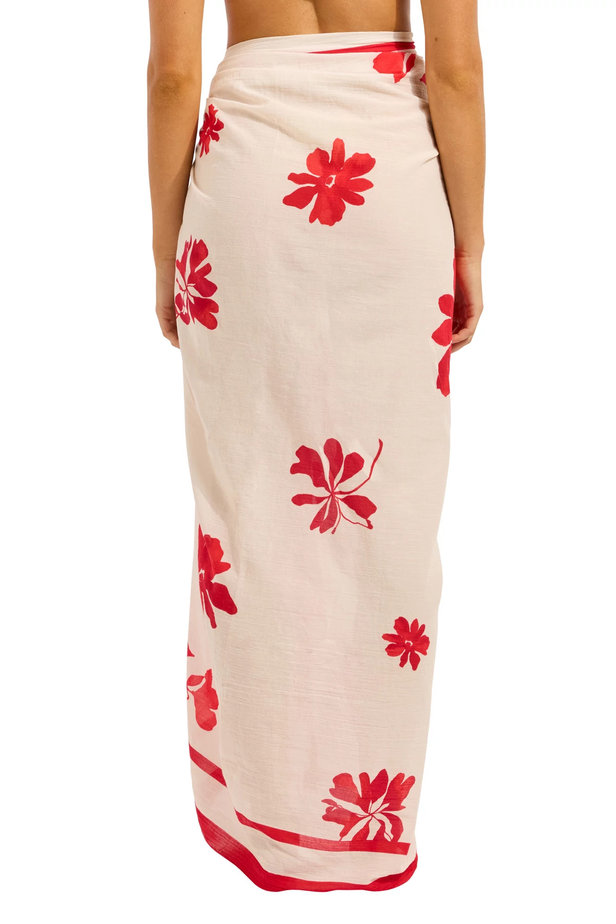 ECRU/COSMO Floral Cotton Sarong image number 2