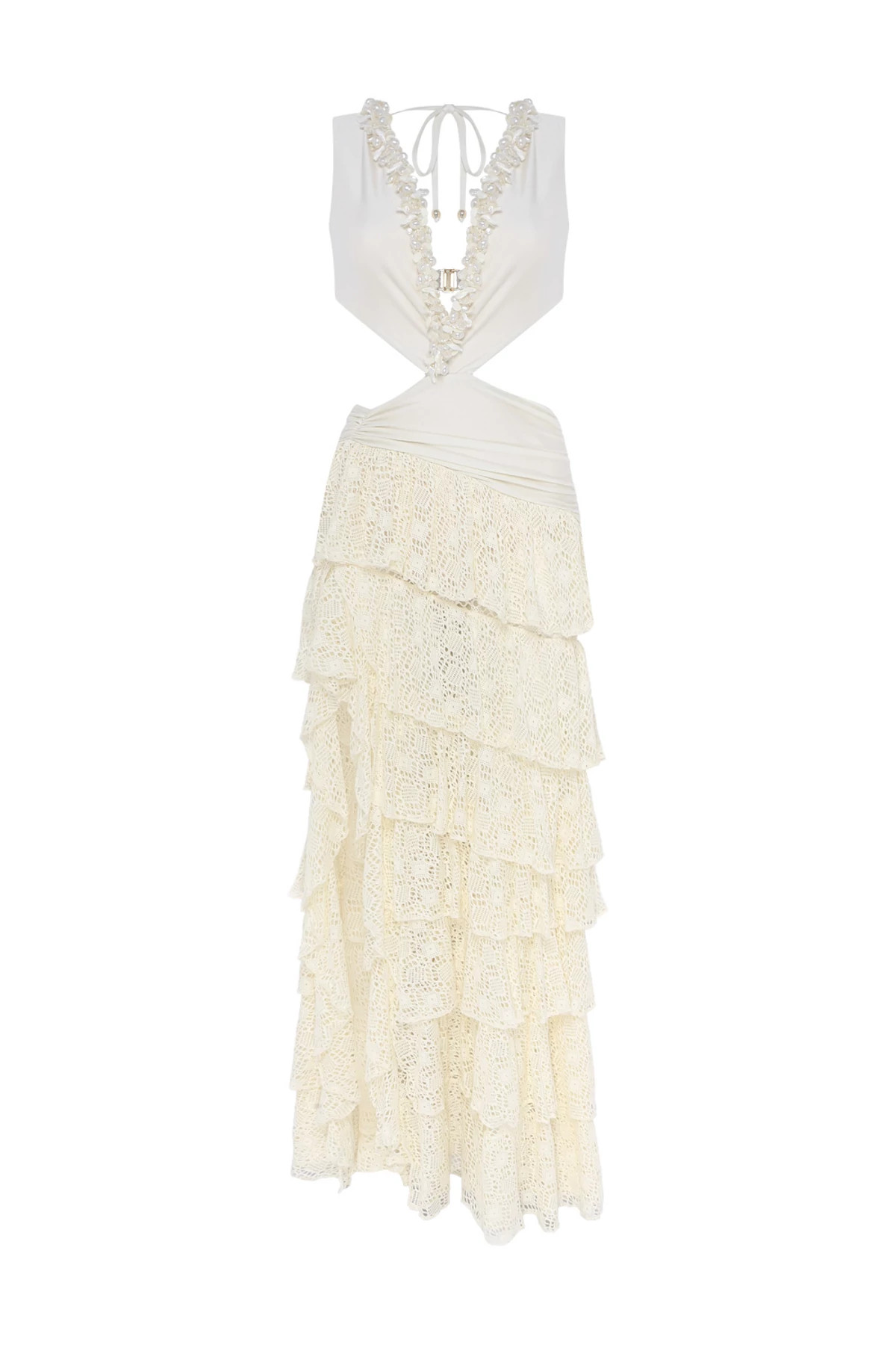 OFF WHITE Martina Plunge Maxi Dress image number 4
