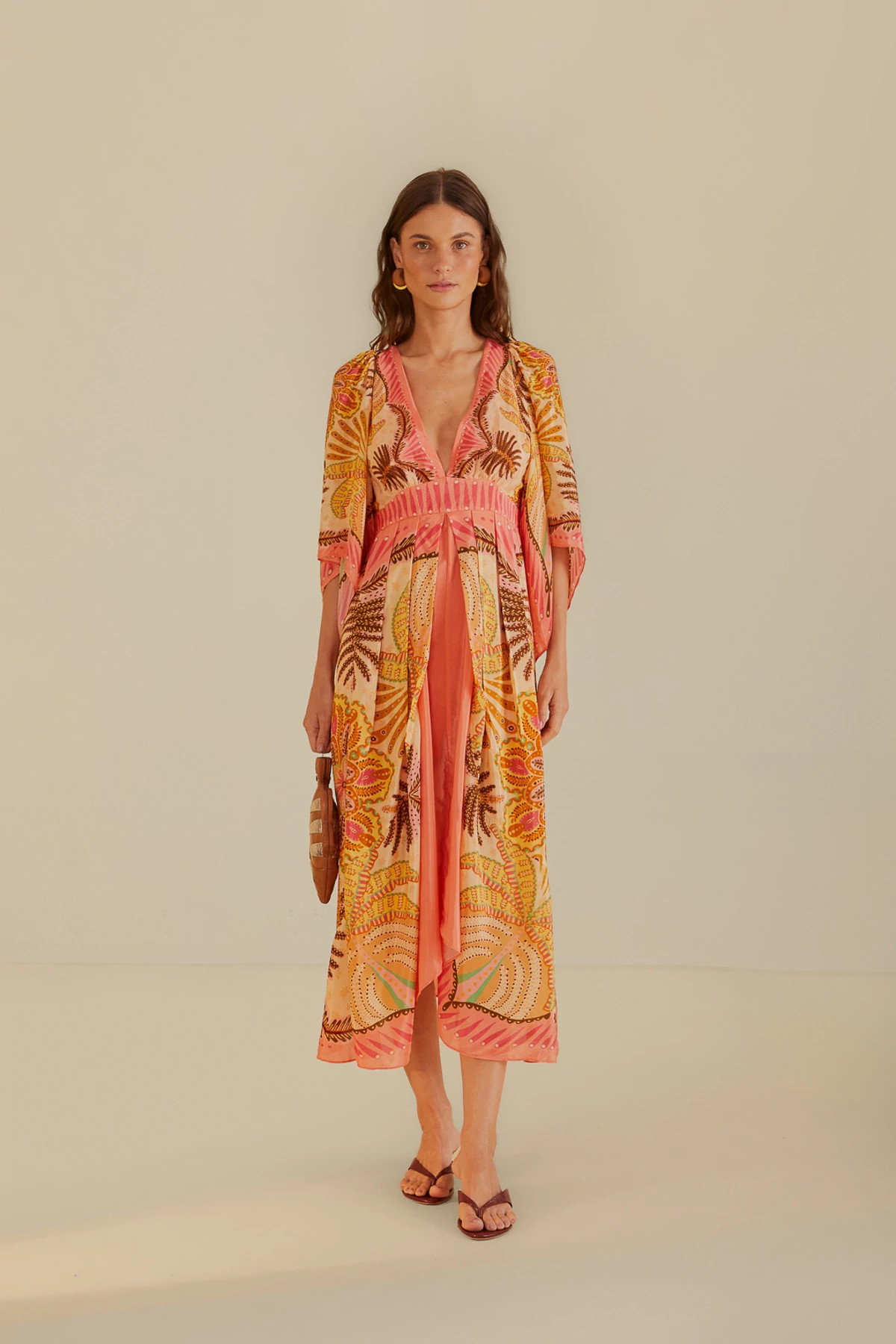 PALMS SCARF SAND Long Sleeve Maxi Dress image number 3