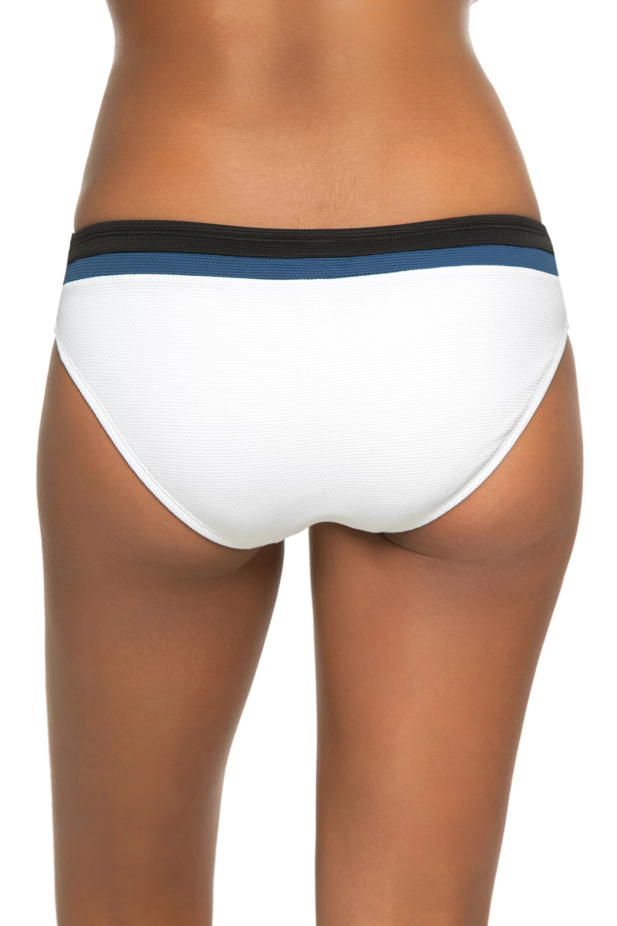 WHITE Colorblock Banded Hipster Bikini Bottom image number 2