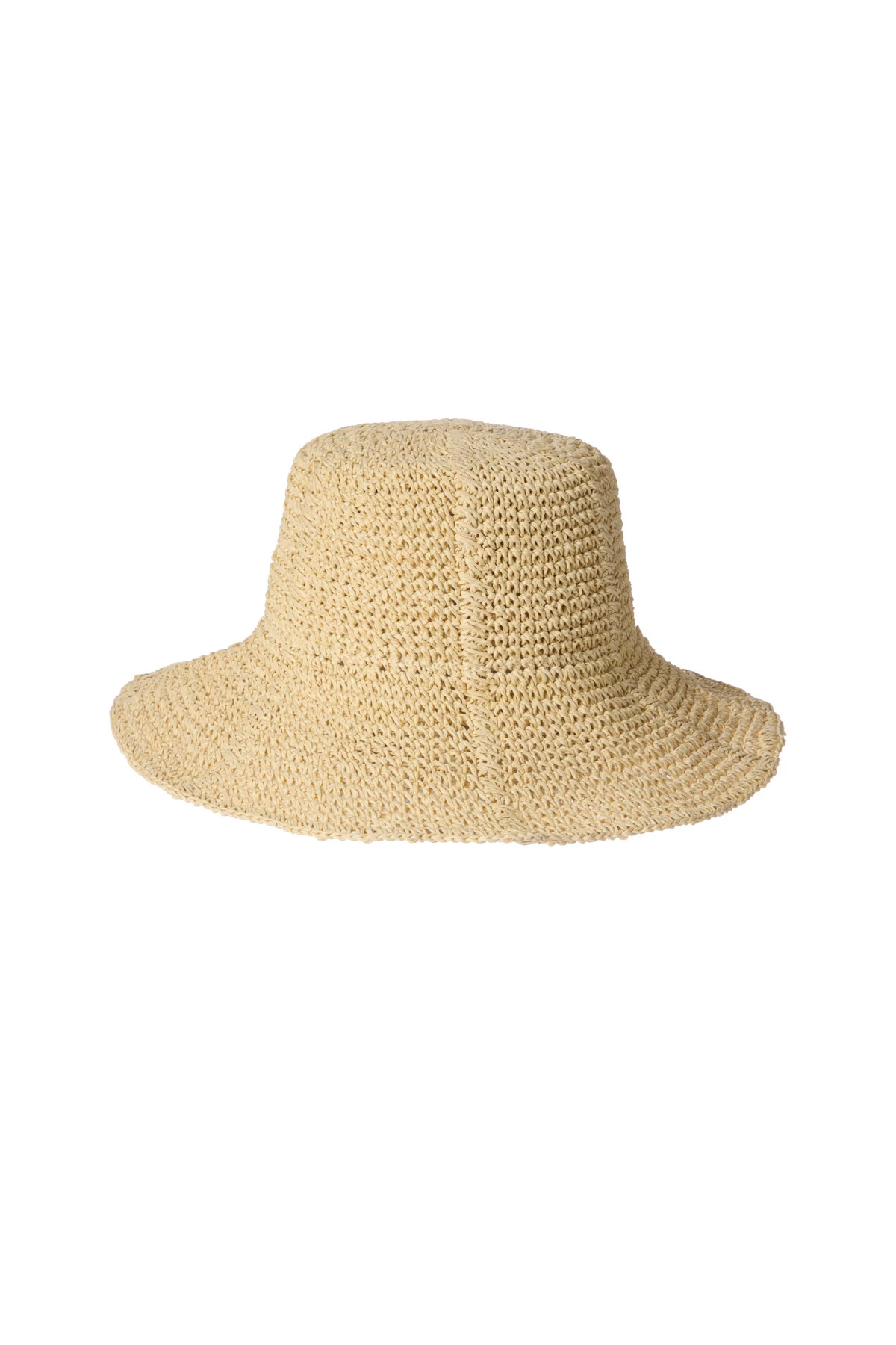 NATURAL Paper Crochet Floppy Bucket Hat image number 1