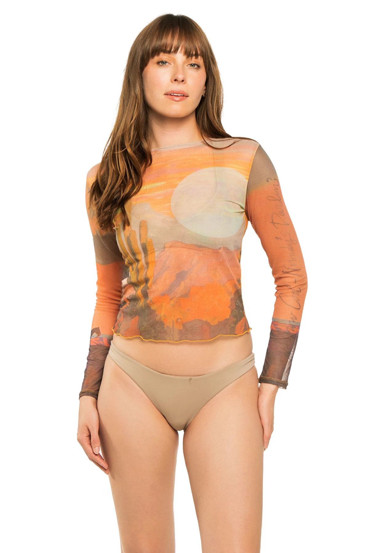 NOBODY'S DARLIN Long Sleeve Crop Cover Shirt image number 1