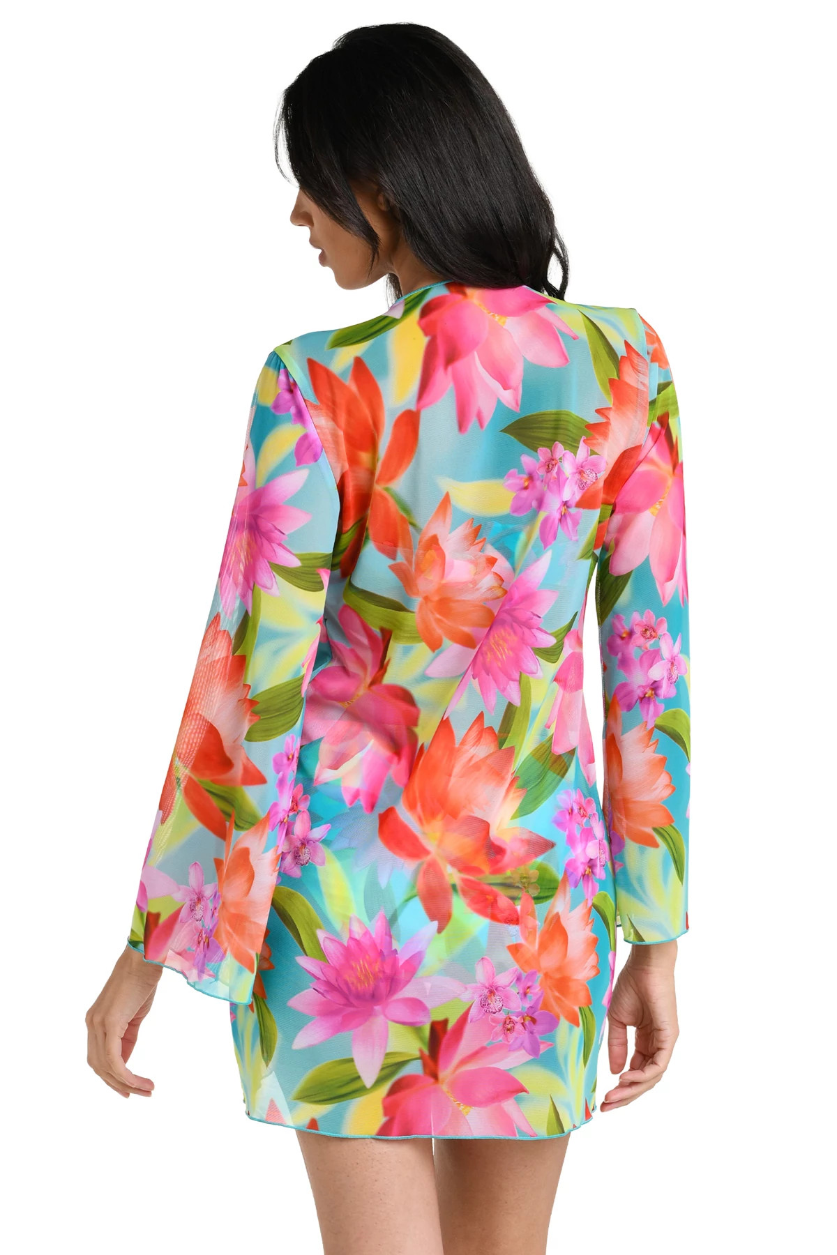 MULTI Floral Mesh Kimono Cover Up image number 2