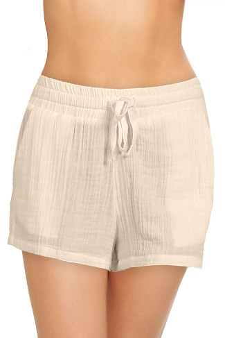 NATURAL Tie Front Shorts