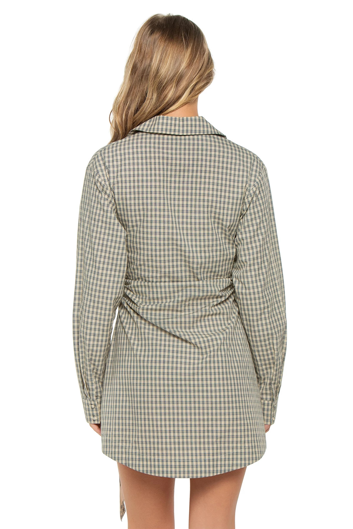 CHECK Mila Cotton Wrap Shirt Dress image number 2