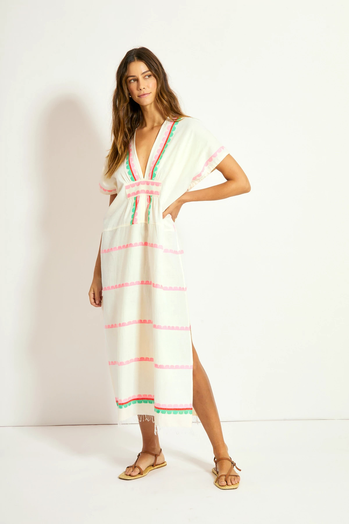 KIBEBI FRAGARIA Gasira Plunge Caftan image number 5