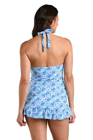 BLUE Costa Azul Plunge Halter Tankini Top